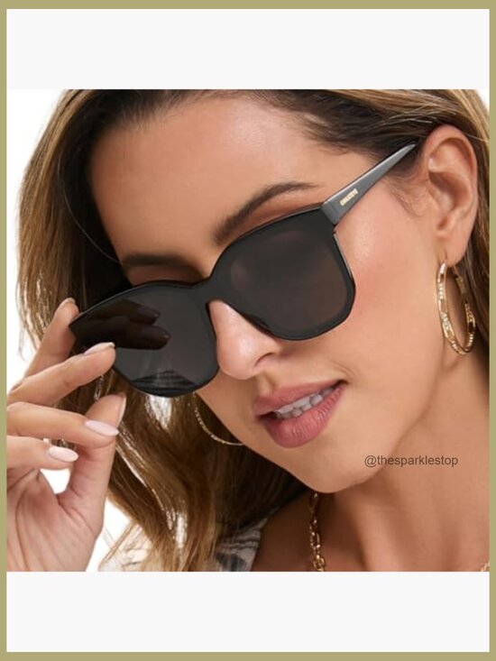 Oversized Square Sunglasses with UV 400 Protection, Acetate Frame